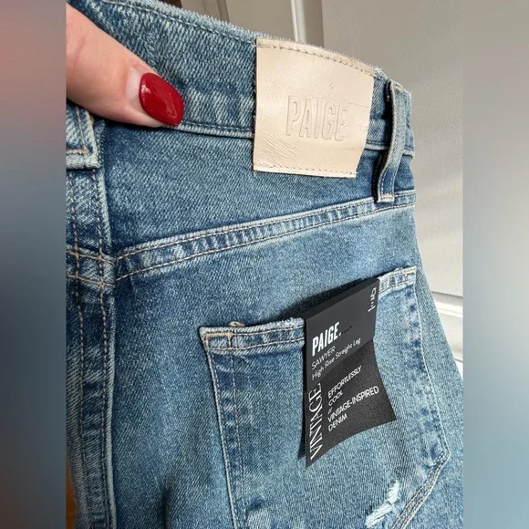 NWT. PAIGE SAWYER High Rise Straight Leg LightBlue Women's Jeans - Picture 8 of 12